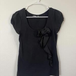 Black Top with Ruffle Bow Detail by Forever New - 6